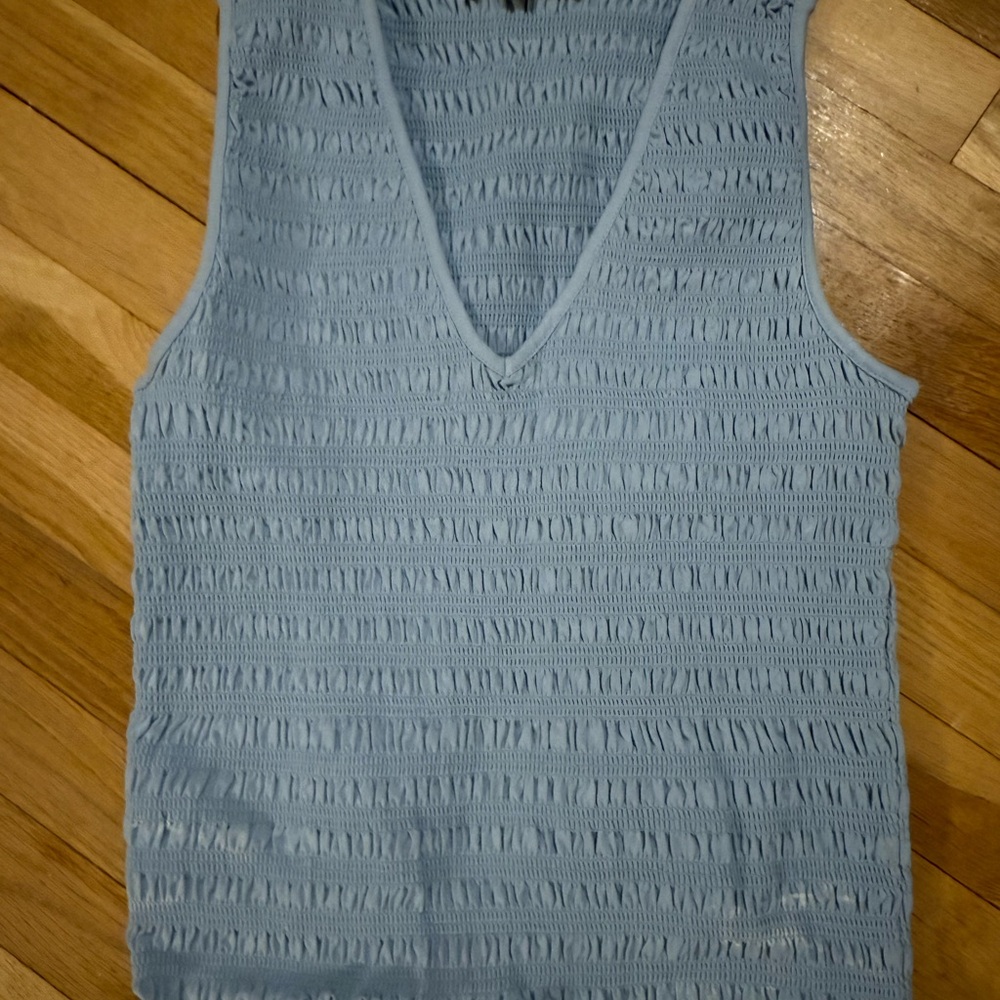LOFT Light Blue Textured Sleeveless Top